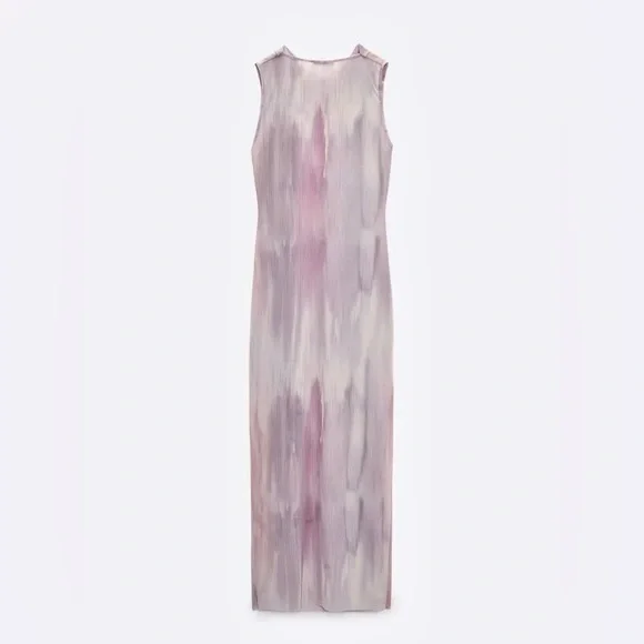 Zara NWOT Lilac / light purple tie dye maxi dress - Picture 2 of 7